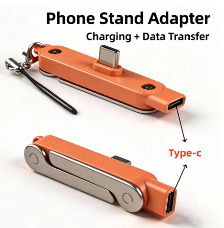 Type C Phone Charging Bracket Adapter 240W Fast Charging OTG USB-C Male to USB-C Female Converter With foldable Holder (Pre Order)