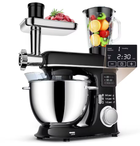 8L Multifunctional Stand Mixer Commercial & Home Use Electric Dough Kneader Juice Extractor & Meat Grinder Combo Heavy-Duty