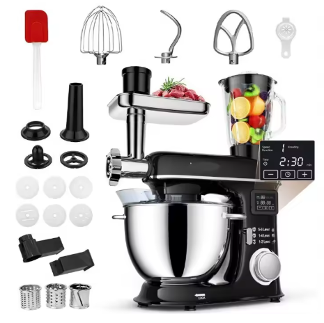 8L Multifunctional Stand Mixer Commercial & Home Use Electric Dough Kneader Juice Extractor & Meat Grinder Combo Heavy-Duty
