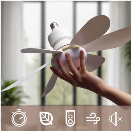 LED 40W ceiling fan light E27 with remote control for dimming, suitable for living room, study, household use, 85-265V
